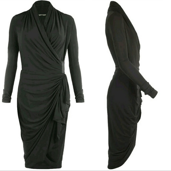 ALLSAINTS Swinton long sleeve drape wrap dress - Picture 2 of 10